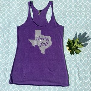 Cheers Y’all Texas Glitter Racer Back Tank